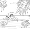 Kid's coloring: Girl and car